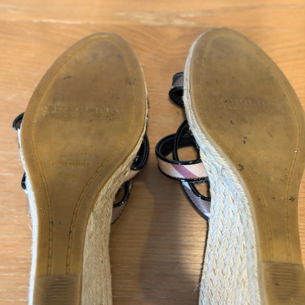 Burberry Nova Check Italian Made Espadrille Heels Womens Size 38 - Picture 5 of 6